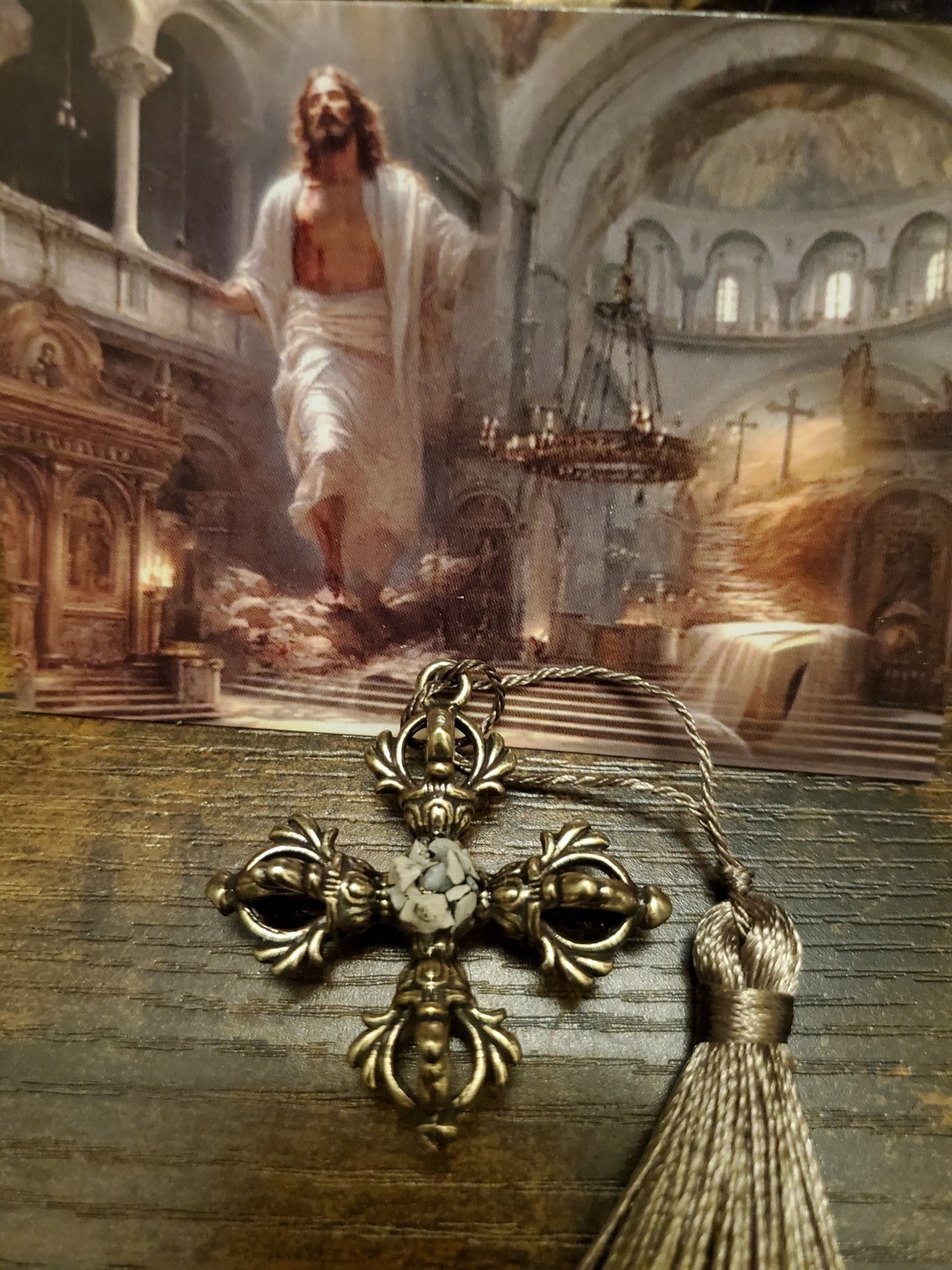 Tomb of Jesus Prayer Medallion with Stone From Tomb of Jesus Holy Sepulchre