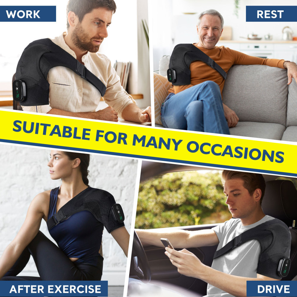 Heated Shoulder Brace Massage Rotator Cuff Support Compression Wrap Rechargeable