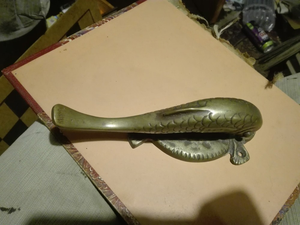 RARE - Antique Front Door Knocker BRASS FISH