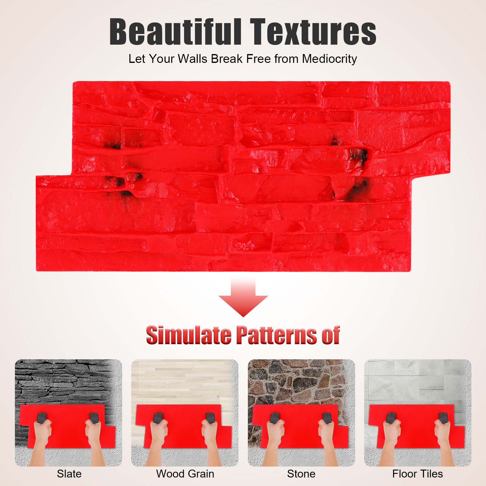 Concrete Wall Mold Polyurethane Seamless Stamp Cement Texture Stone Slate Mat US