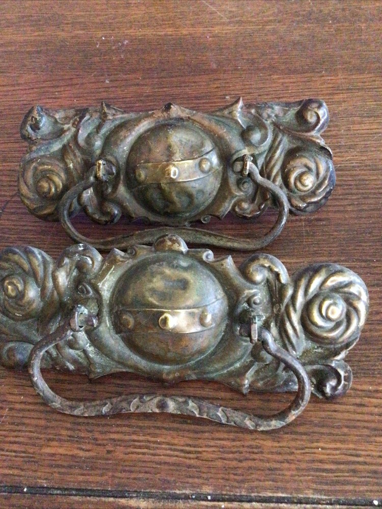 Large Vintage Brass Drawer Handle Pulls 2