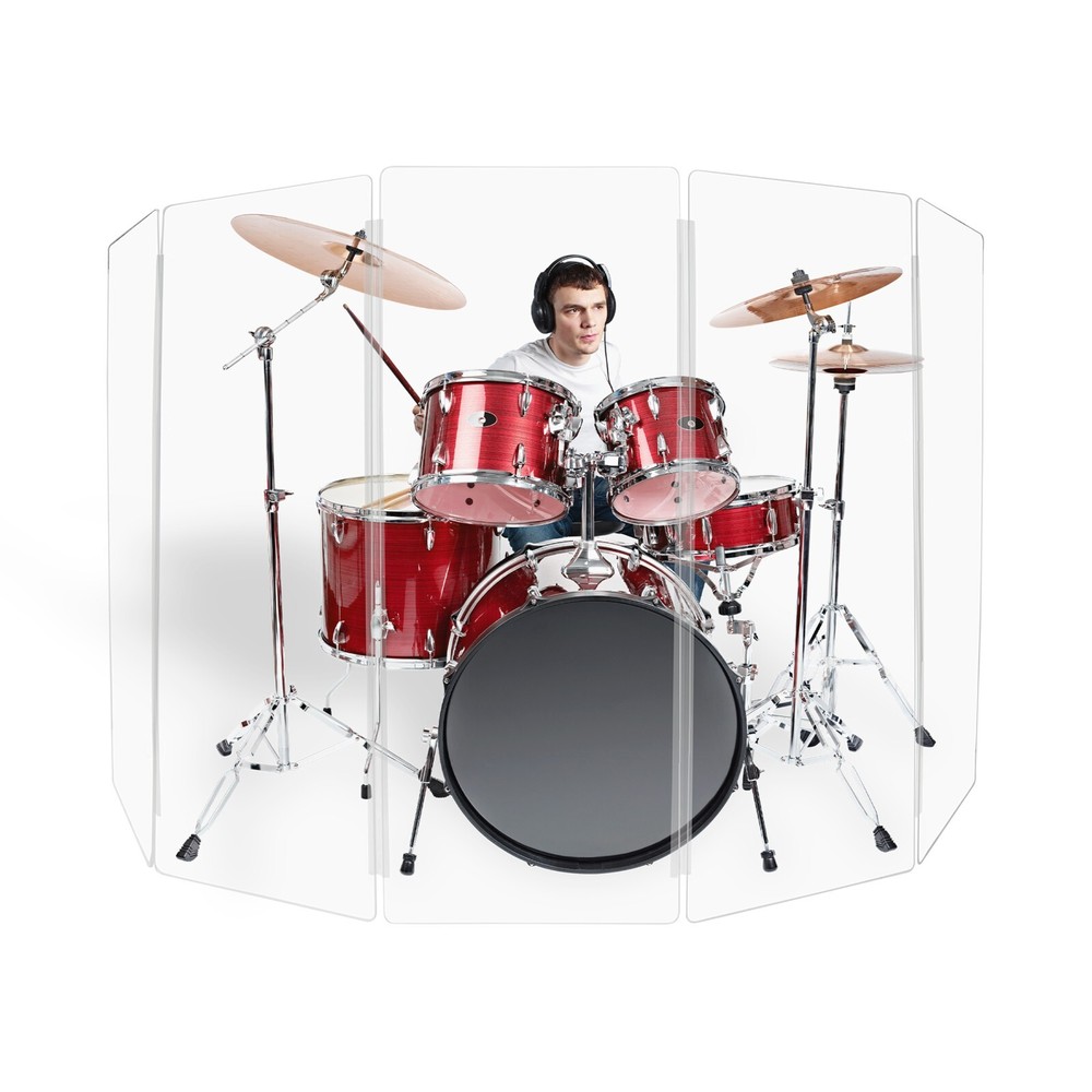 Drum Shield DS4 Five Panels  - Acrylic Drum cage with full length