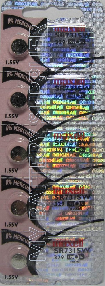 Maxell Watch Electronic 329 Silver Oxide Battery 5 Pcs
