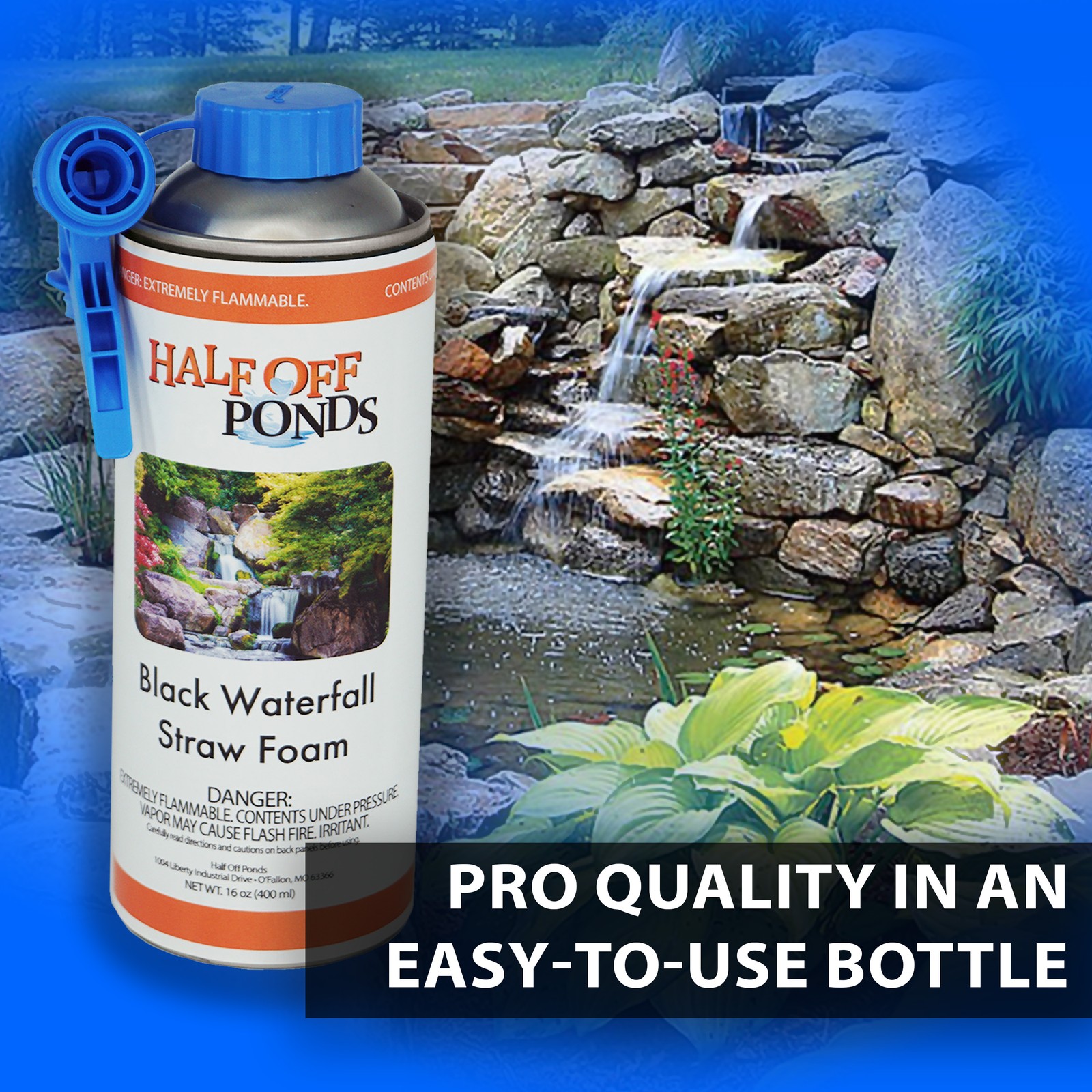 3 Pack Waterfall Foam Sealant Black Spray for Ponds & Rock Gaps 16oz Each
