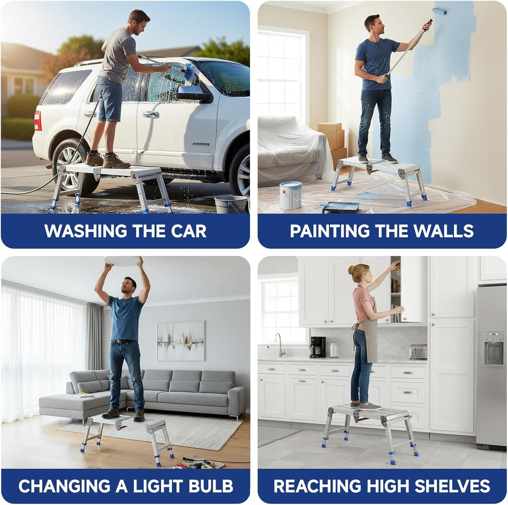 Heavy-Duty Lightweight Adjustable Folding Work Platform - 500 Lbs Capacity