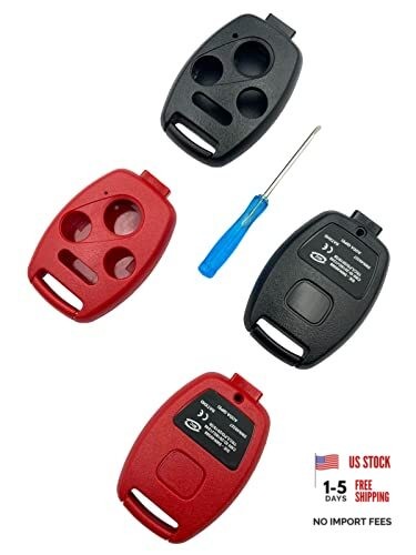 Cutting Not Required - Replacement Keyless Entry Remote Key 4 Button Black+Red