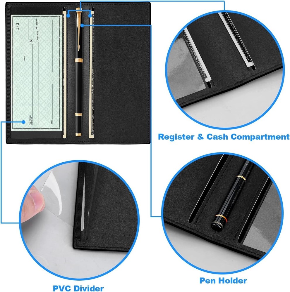 Leather RFID Blocking Checkbook Cover - Elegant Design for Daily Use