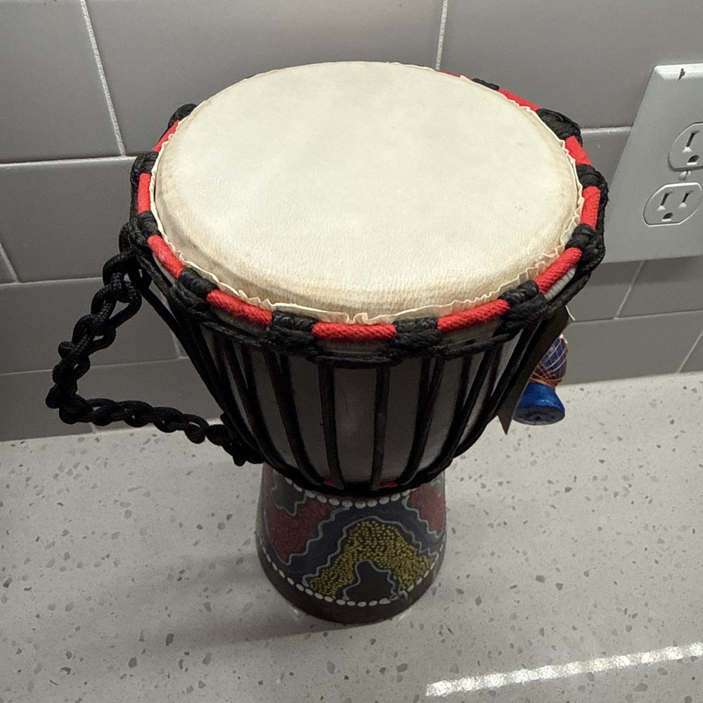 Djembe Drum – African Bongo Congo Style Drum – 12" High Solid 12" High Painted