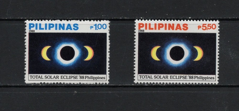 S9603   Philippines  1988  space,  Solar Eclipse   2v.   MNH