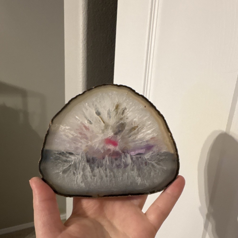 Painted Agate Crystal Slice