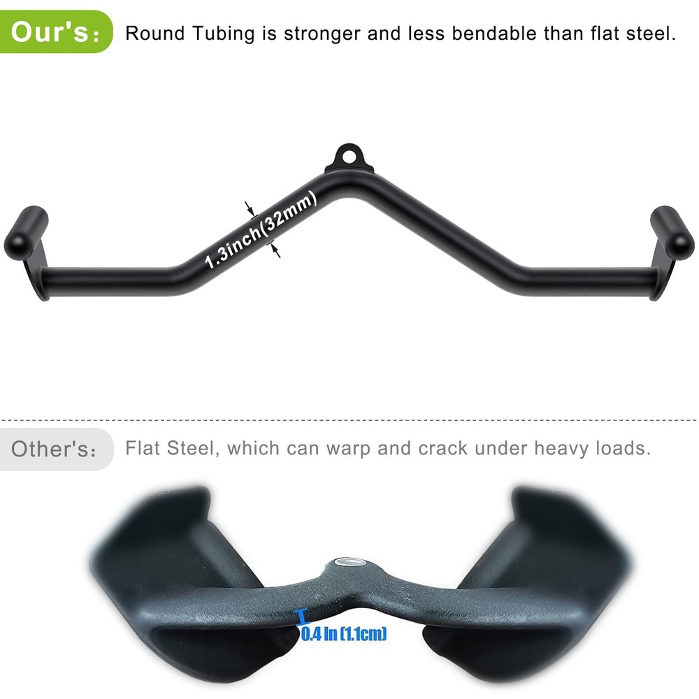 28" LAT Pull Down Bars Cable Machine Attachment, Rowing T-bar V-bar Set, Back...