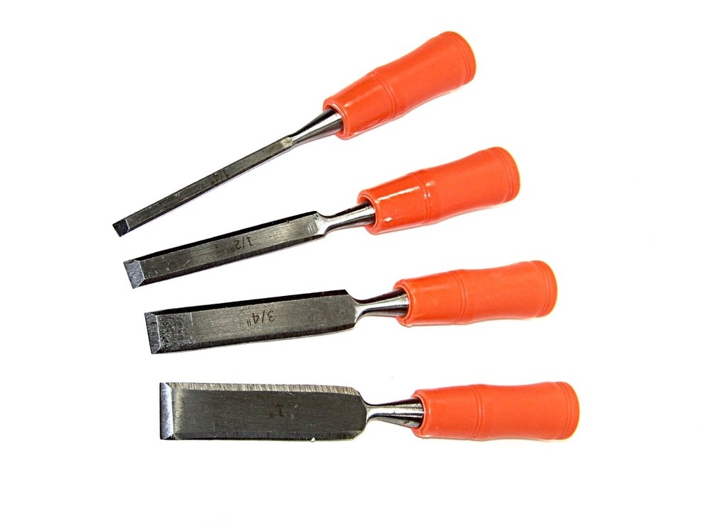 4 Pc Go Through Wood Chisel 1/4" 1/2" 3/4" 1" Hand Tools