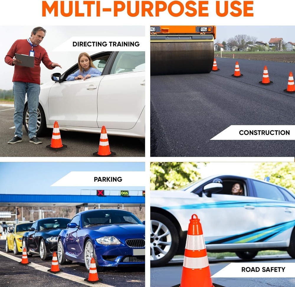 Pyle 18" PVC Cone - 10 Pieces High Visibility Structurally Stable