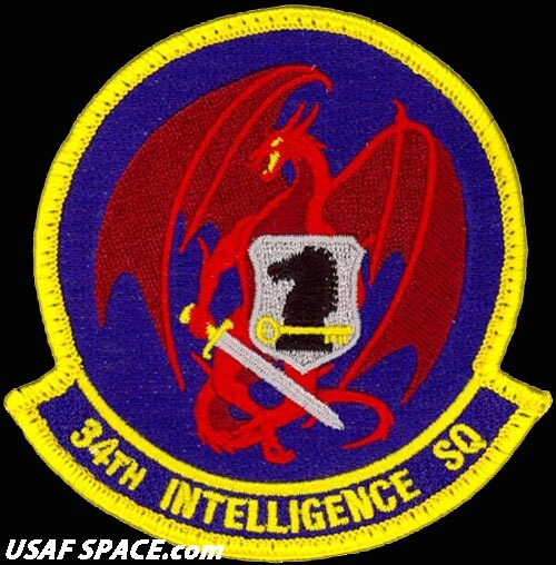USAF 34th INTELLIGENCE SQ -Surveillance & Recon- ORIGINAL AIR FORCE VEL PATCH
