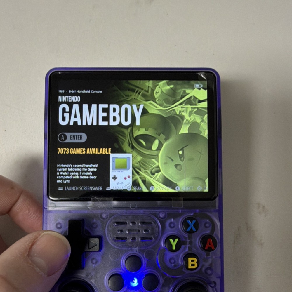R36S Open Source Handheld Game Console Purple Transparent USB-C