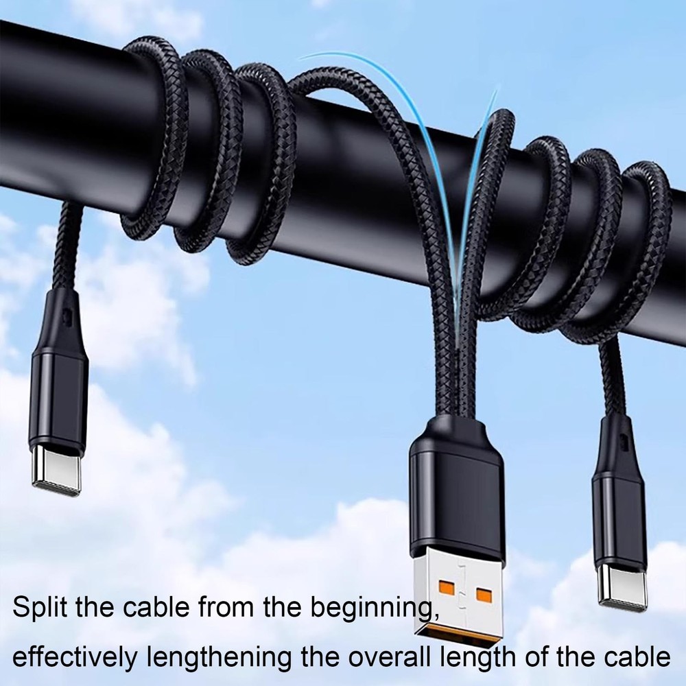 4FT 2Pack Dual USB C Multi Type C Splitter Cable,2 in 1 4FT, Black