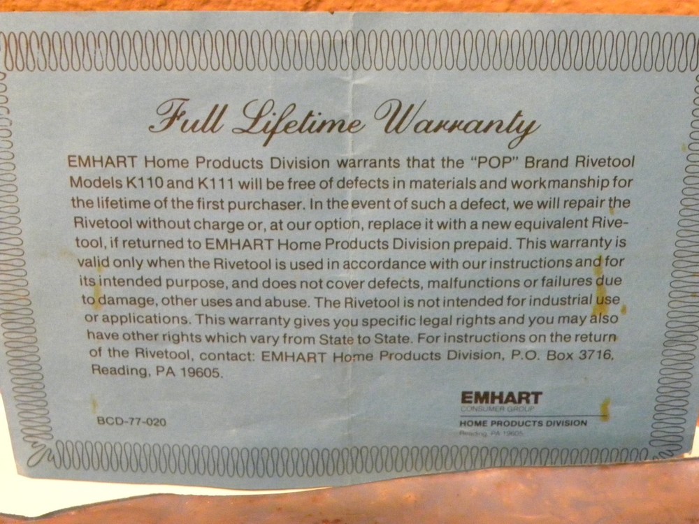 K112 Emhart Pop Rivet Tool Kit