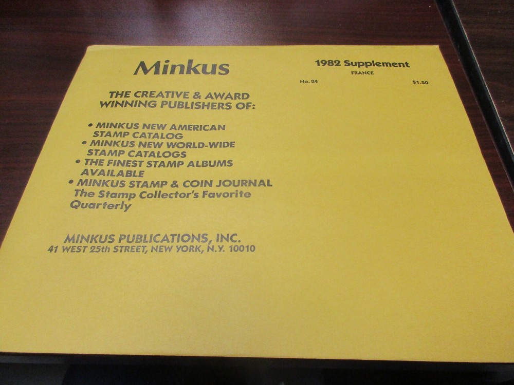 "MINKUS"  ALBUM PAGES  1982  SUPPLEMENT FRANCE #24    W/FREE SHIPPING!!!