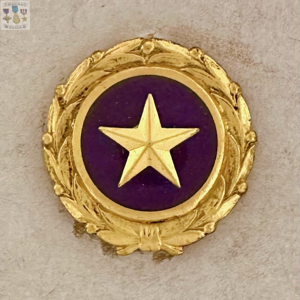 NEXT OF KIN GOLD STAR LAPEL PIN KILLED IN ACTION AUGUST 1947 BOX PURPLE HEART