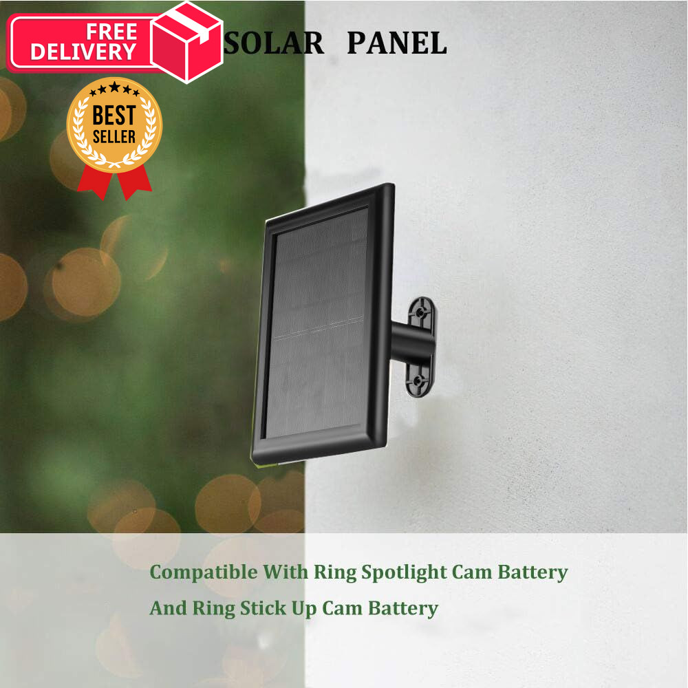 2 Pack Ring Solar Panel(2nd Generation), 5W Panel Charger with Biack