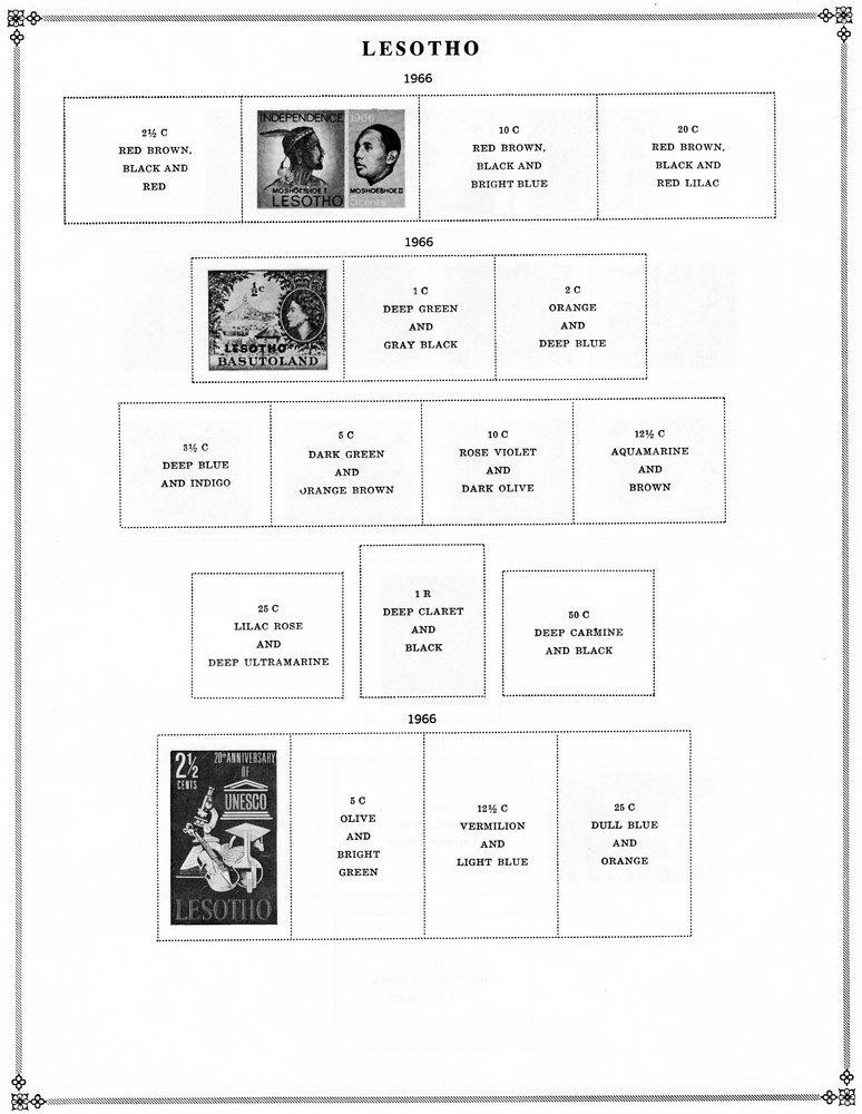LESOTHO, unused Scott International pages to 1976