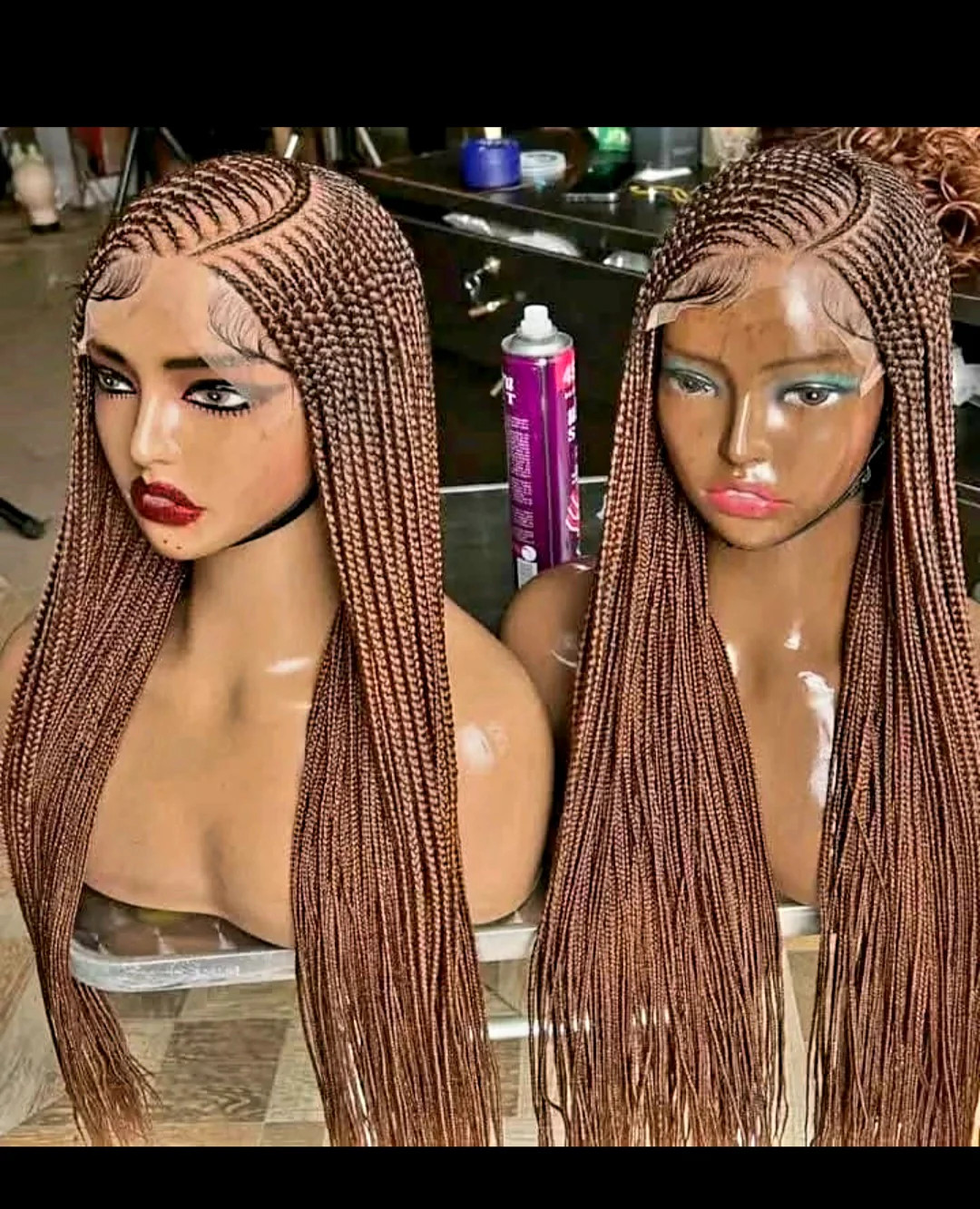 Black 30 & 36inches 360 full lace Braided Wig 008 - Luxury Braided Wig Style