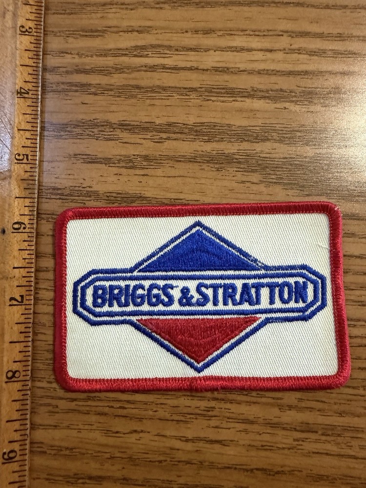 VINTAGE BRIGGS & STRATTON EMBROIDERED PATCH - BLUE ON TOP - RED ON BOTTOM