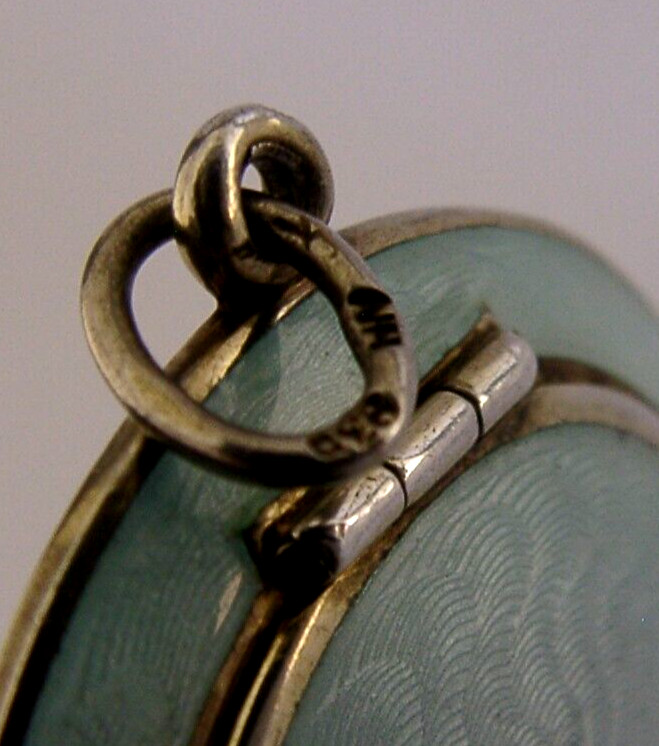 BEAUTIFUL SOLID STERLING SILVER ENAMEL BOX COMPACT c1920 ANTIQUE