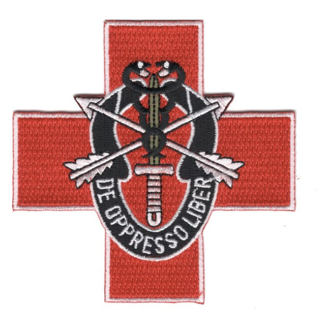 3.5" ARMY SPECIAL FORCES GROUP RED CROSS PATCH DE OPPRESSO EMBROIDERED PATCH