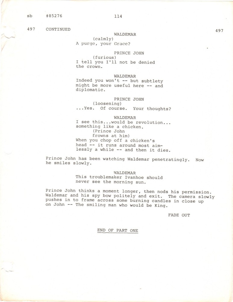 *IVANHOE Two-Part British Television Mini-Series Final Rev. Scripts PARTS 1 & 2