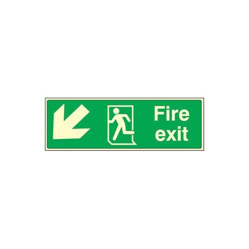 RT06989 Fire Sign Exit Down Left Photoluminescent Rigid Plastic 32005L