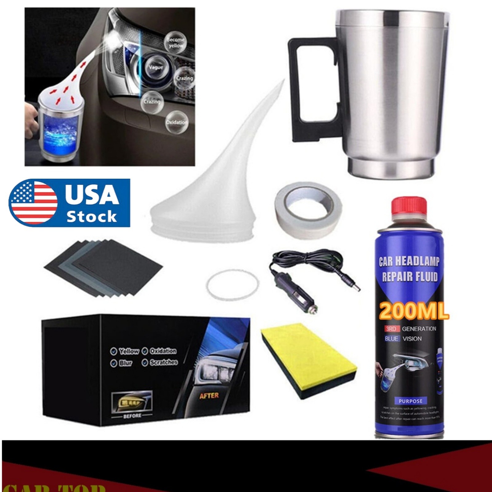 200ML Headlight Restoration Repair Kit Liquid Polymer Chemical Polishing Plug