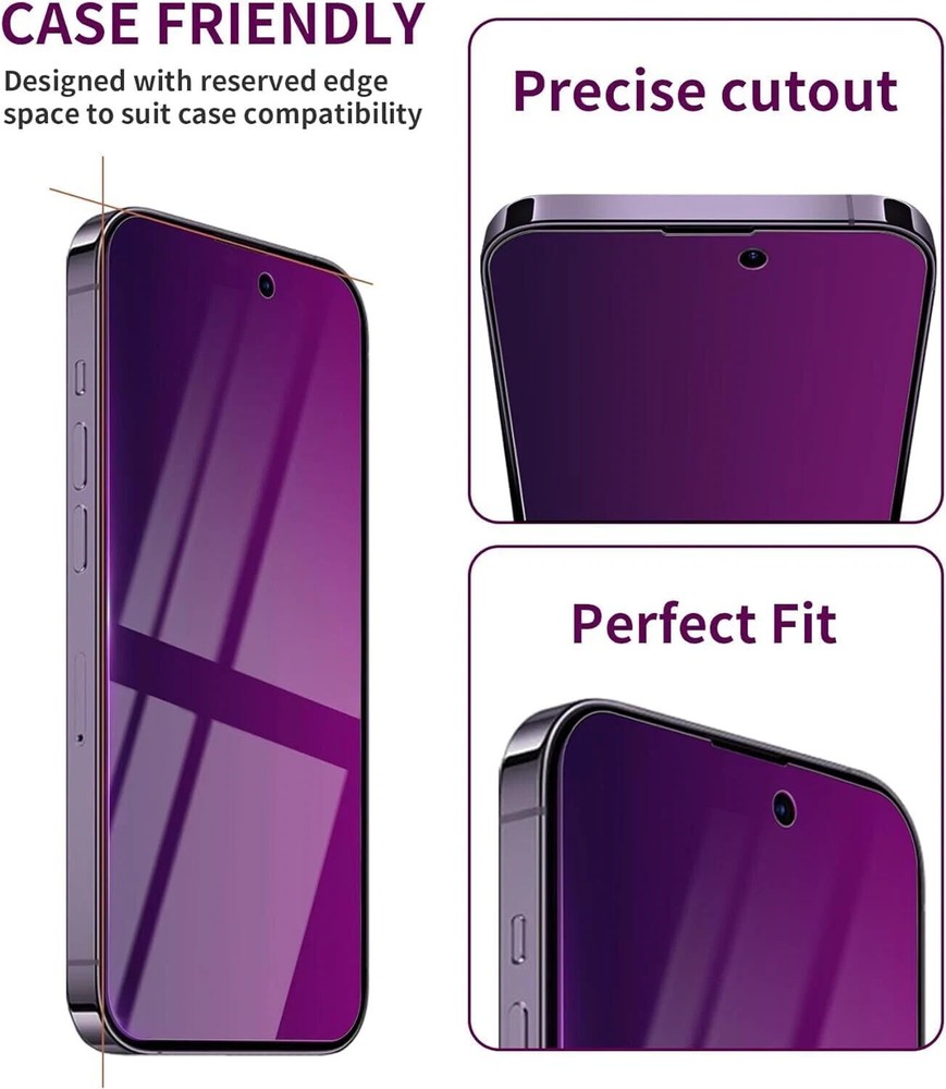 2 Pack Privacy Screen Protector for iPhone 14 Pro Max Tempered Glass for 14 P...