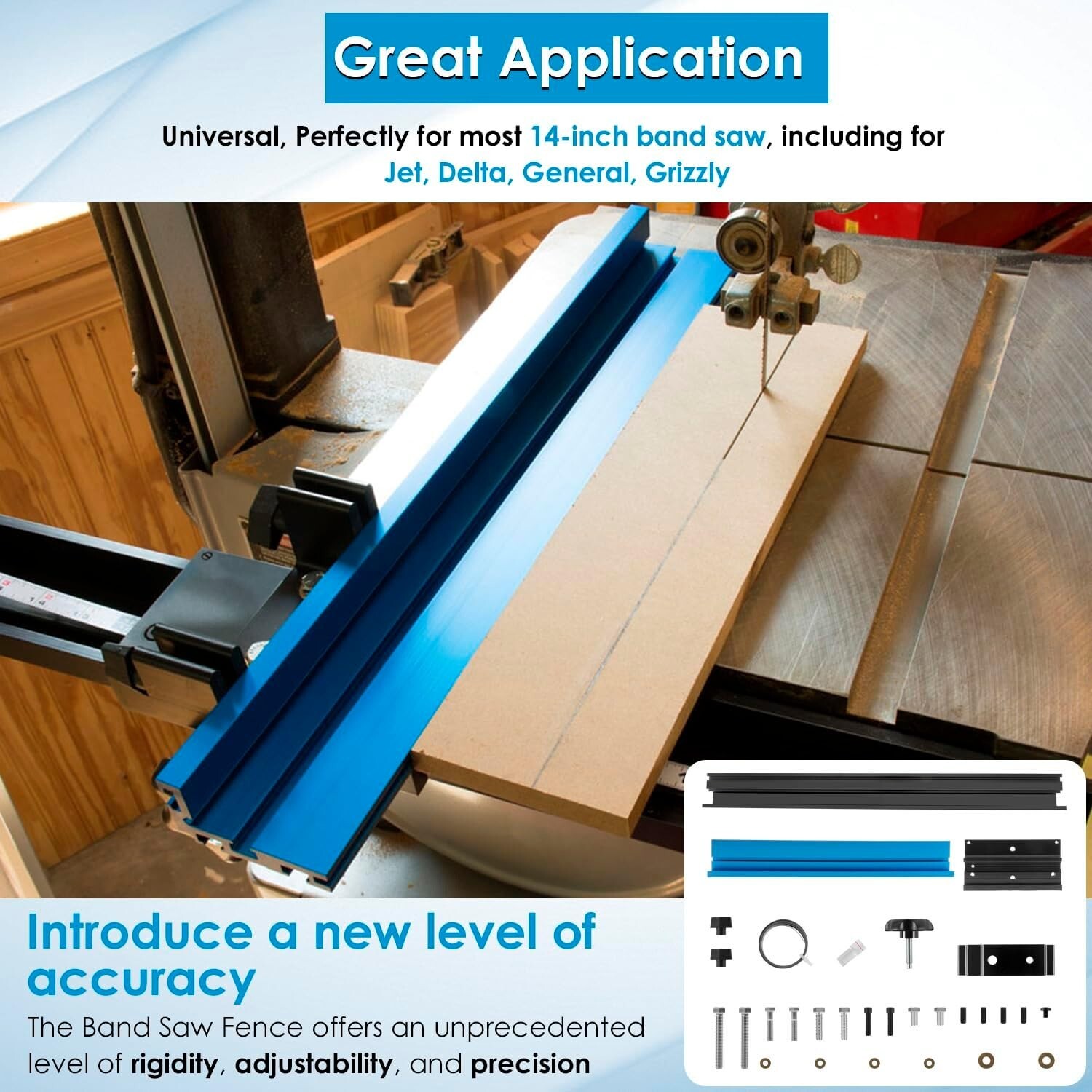 KMS7200 Bandsaw Fence for Most 14 Inch Band Saws, for Jet Delta General Grizzly