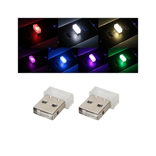 2 PCS USB LED Car Interior Atmosphere Lamp, Touch switching between 7 colors