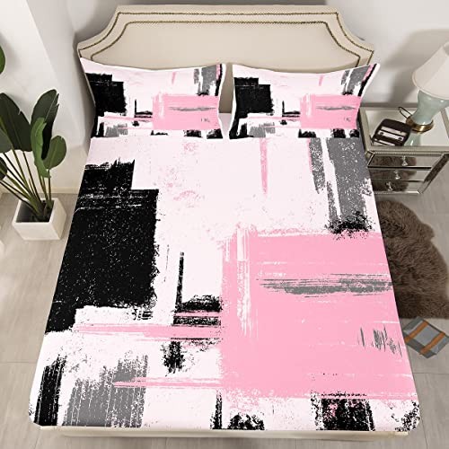 Abstract Sheets with Deep Pocket Fitted Sheet Modern Abstract King Multi 11
