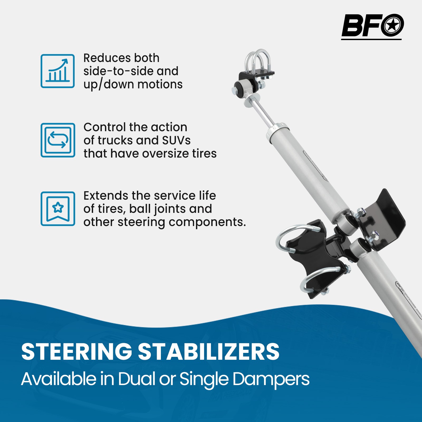 BFO Dual Steering Stabilizer Kit for Jeep Wrangler JK Unlimited 2007-2018