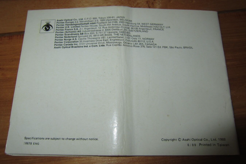 Vintage Pentax Camera Operating Manual IQZoom60