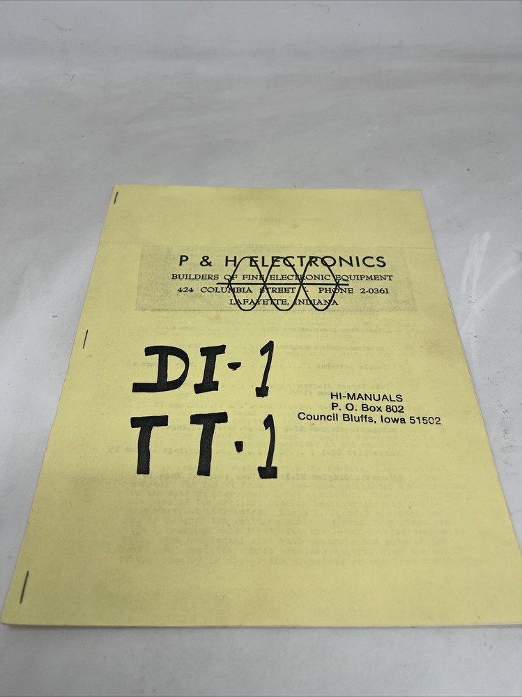 P&H Electronics RF Distortion Indicator Model DI-1 Manual