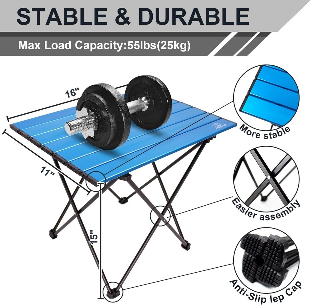 Blue Lightweight Portable Camping Table - Easy Assembly & Multipurpose Use