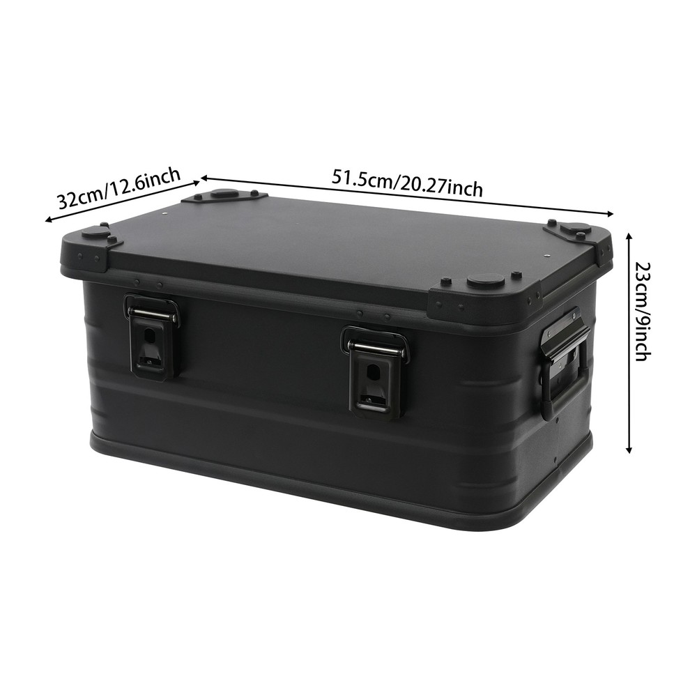 30L Aluminum Storage Box w/ Sponge Pad - 7.93 Gallon Black Rectangular Container