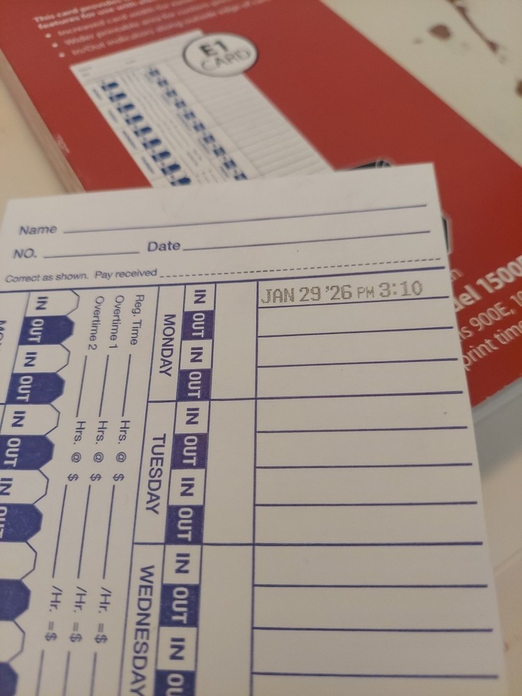 Lathem 1500E AtomicTime Clock w/ Power Adapter NO KEY, Lathem Time Cards