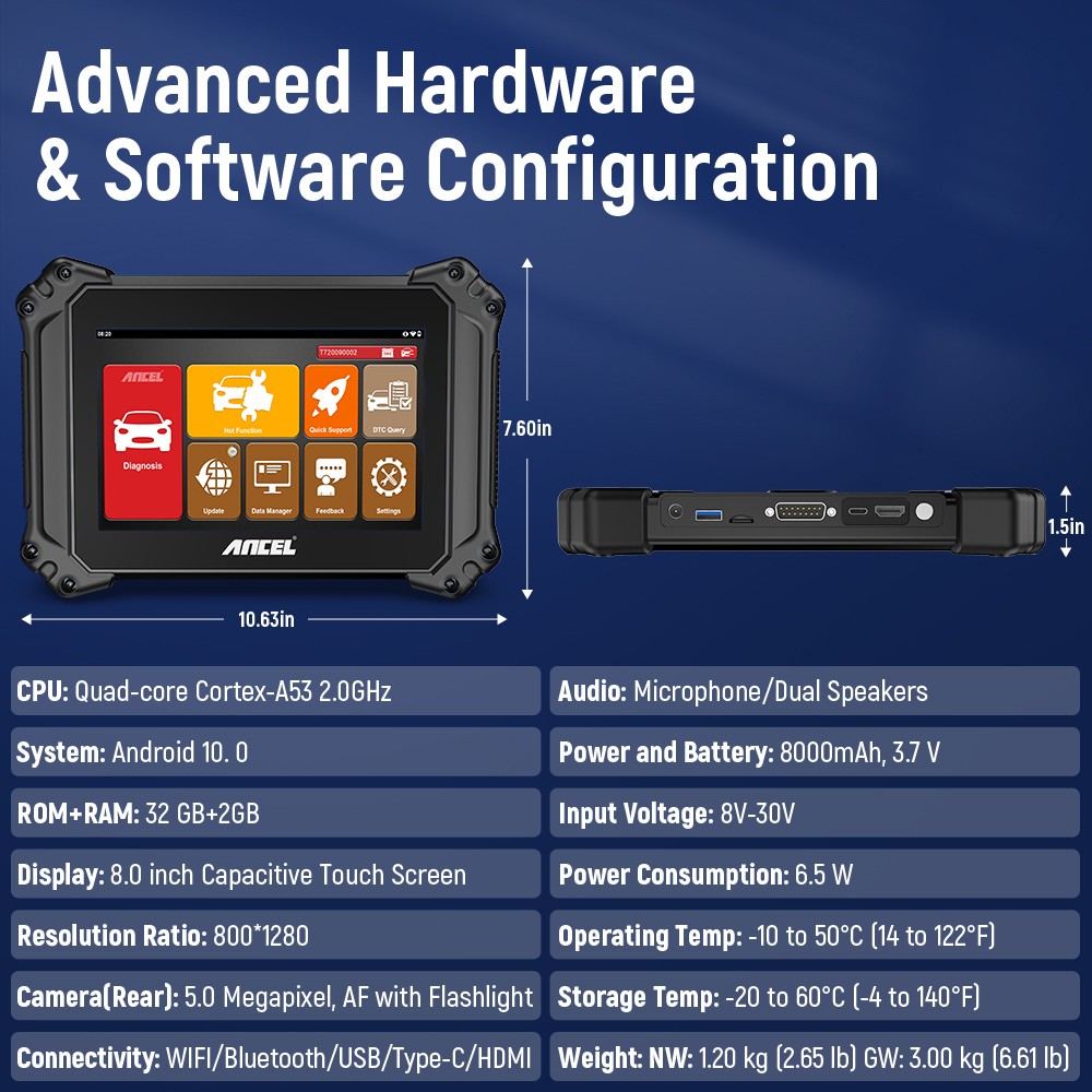 ANCEL V6 Full System OBD2 Scanner Car Diagnostic Tool Code Reader Bidirectional