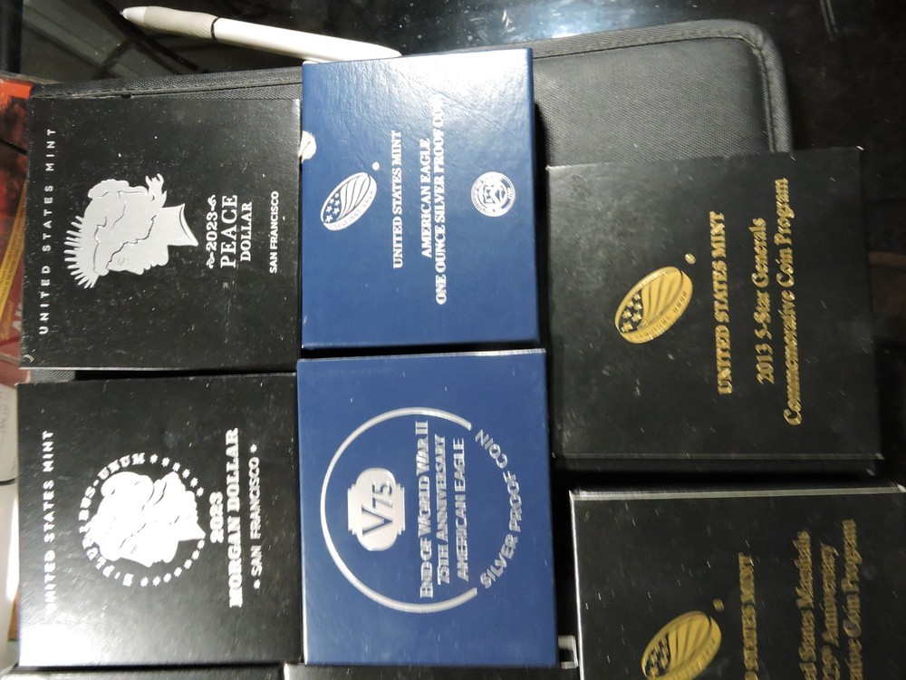8 BOXES & COA'S FOR 2 GOLD COMMEMORATIVES & 6 SILVER COMMEMORATIVES--NICE BUNCH!