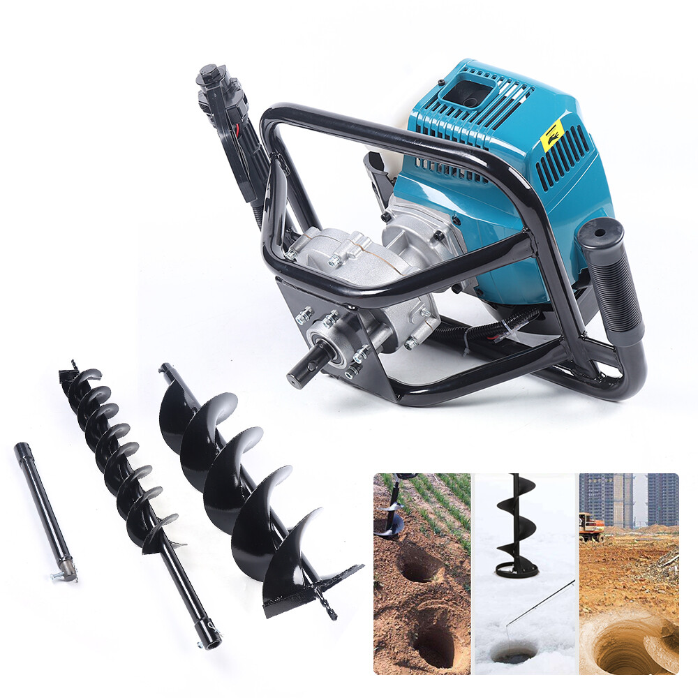 52CC Gas Powered Earth Auger Drill with 4" & 8" Bits for Easy Digging