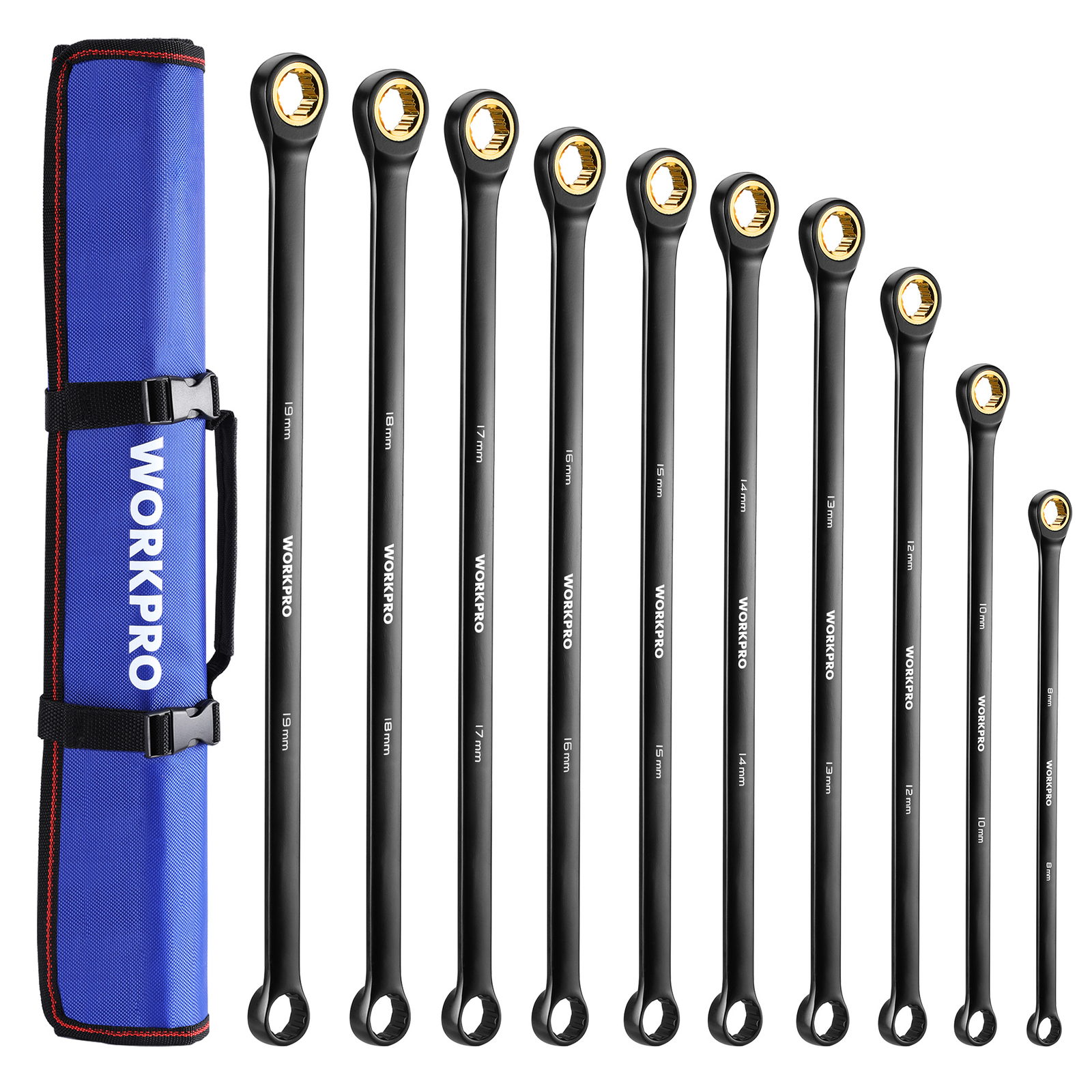 WORKPRO 5PCS Flex Head Extra Long Ratchet Wrench/10PCS Extra Long Ratchet Wrench