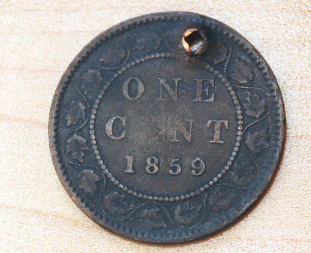 1859 Canada 1 Cent Wide 9 Holed