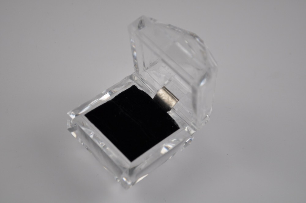Vintage Presentation Ring Box Clear Plastic Hinged - FREE SHIPPING