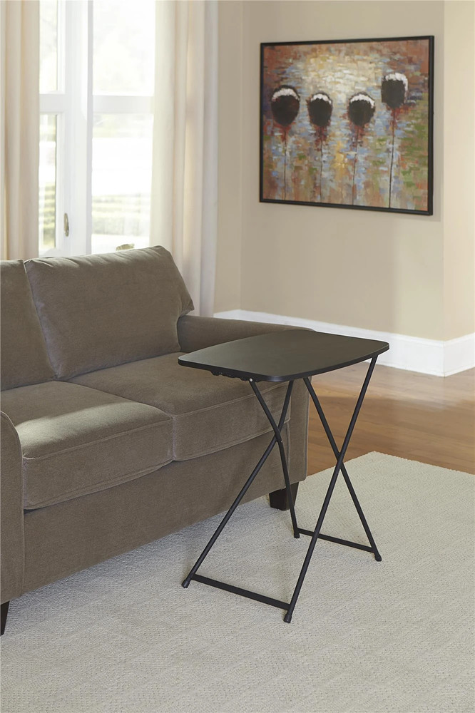 26" Adjustable Height Personal Folding Table, Black