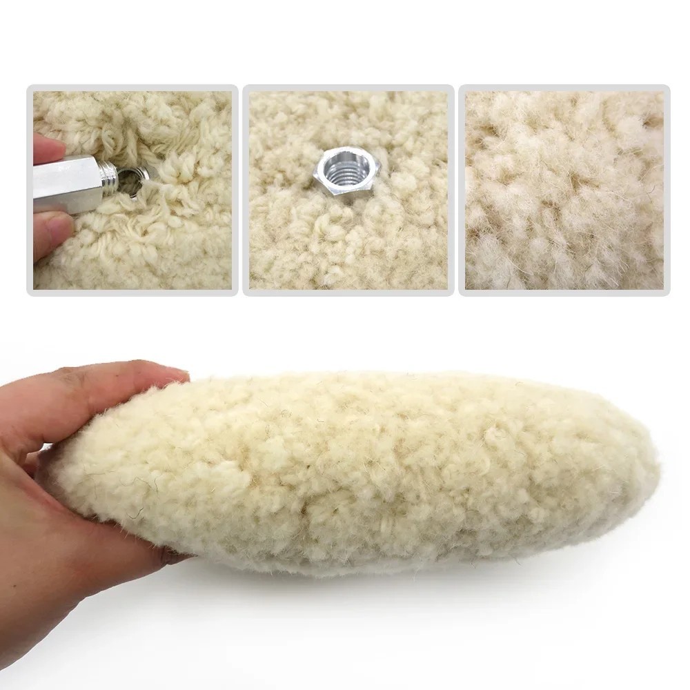 Wool Polishing Pad 7 Inch 180mm Double Sided Hook Loop Buffing Cutting Tool